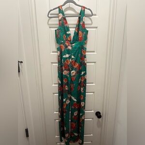 NWT. *RARE* Show Me Your Mumu Jacquard Green, Wide Leg Jump Suit. Small.